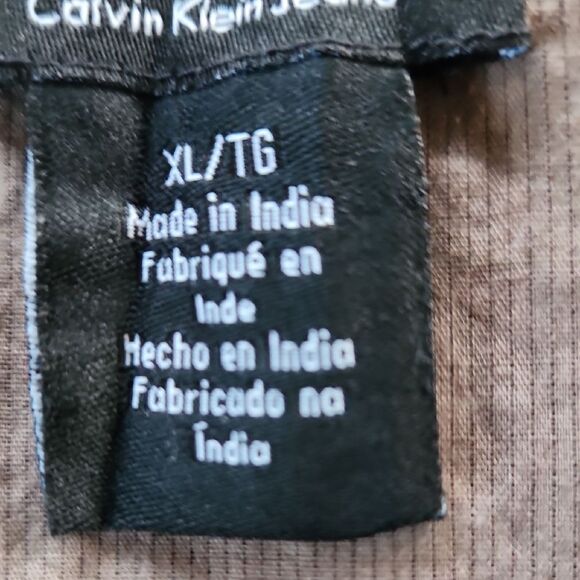 Brown Ruffled Button-Up Shirt Womens XL By Calvin Klein Jeans - Picture 6 of 10